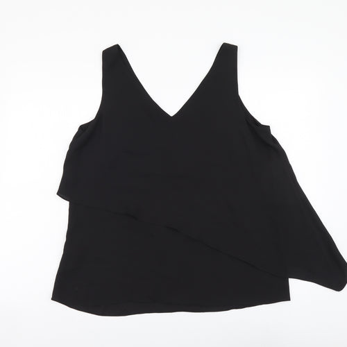 Wallis Womens Black Polyester Basic Tank Size 12 V-Neck
