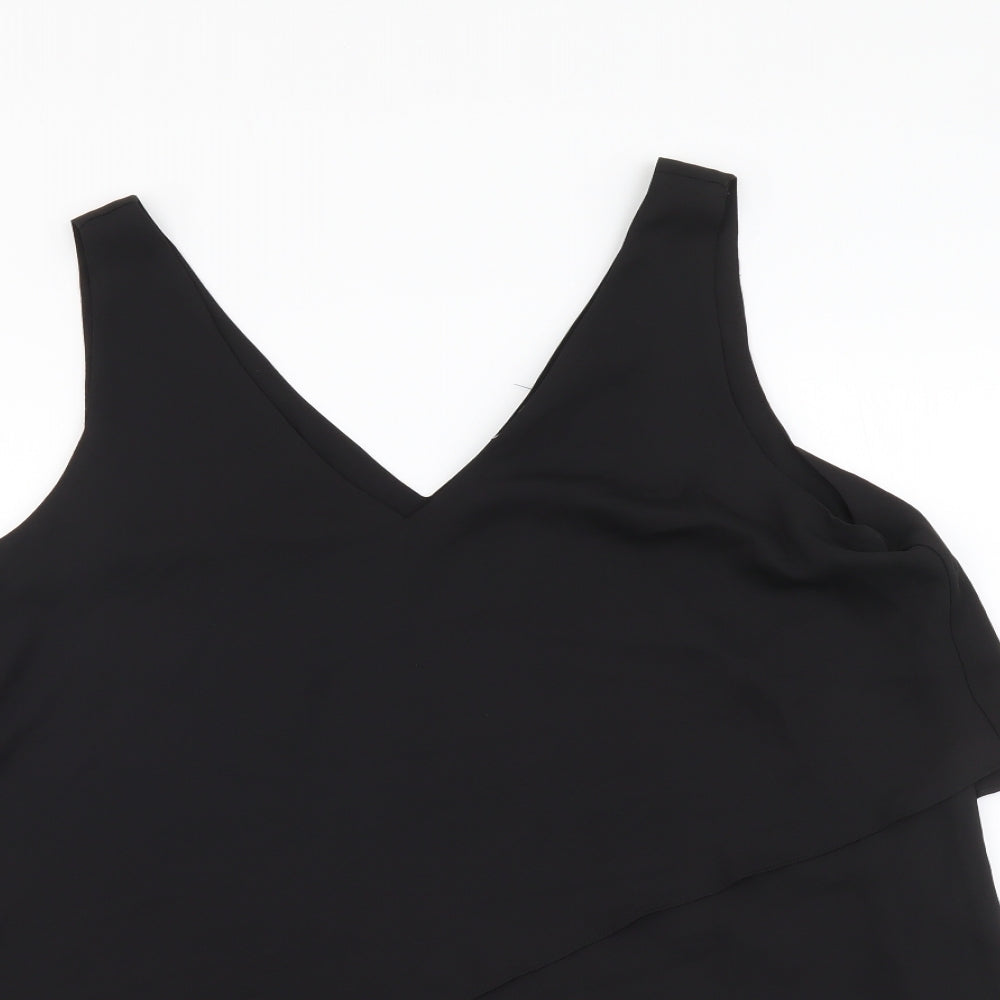 Wallis Womens Black Polyester Basic Tank Size 12 V-Neck