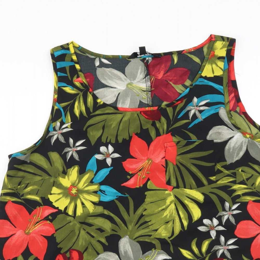 PEP&CO Womens Multicoloured Floral Polyester Basic Tank Size 12 Scoop Neck