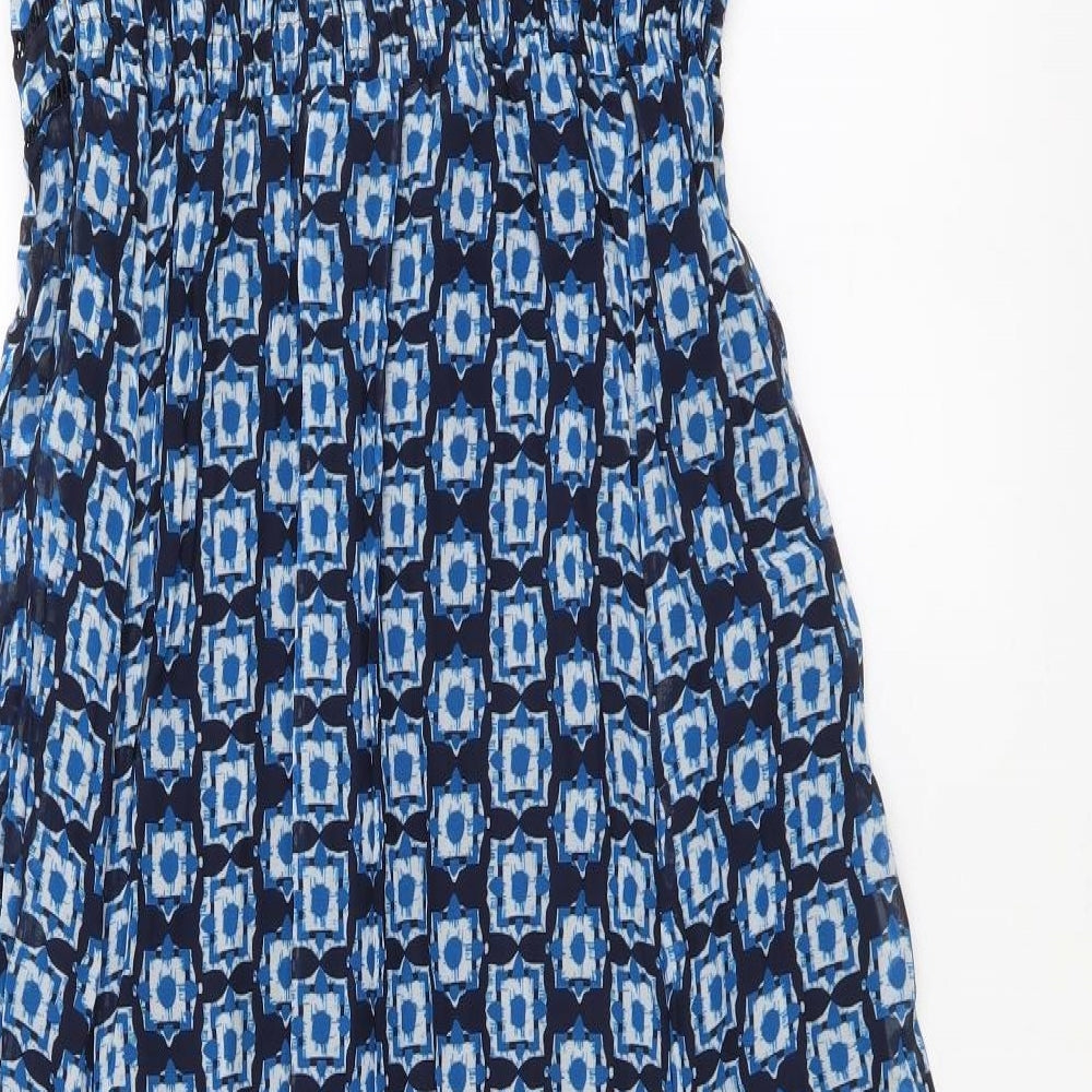 Per Una Womens Blue Geometric Polyester Maxi Size 10 V-Neck Pullover
