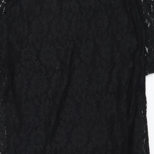 Dorothy Perkins Womens Black Floral Polyester A-Line Size 10 Boat Neck Pullover