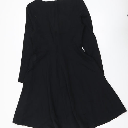 Marks and Spencer Womens Black Viscose A-Line Size 8 Round Neck Zip