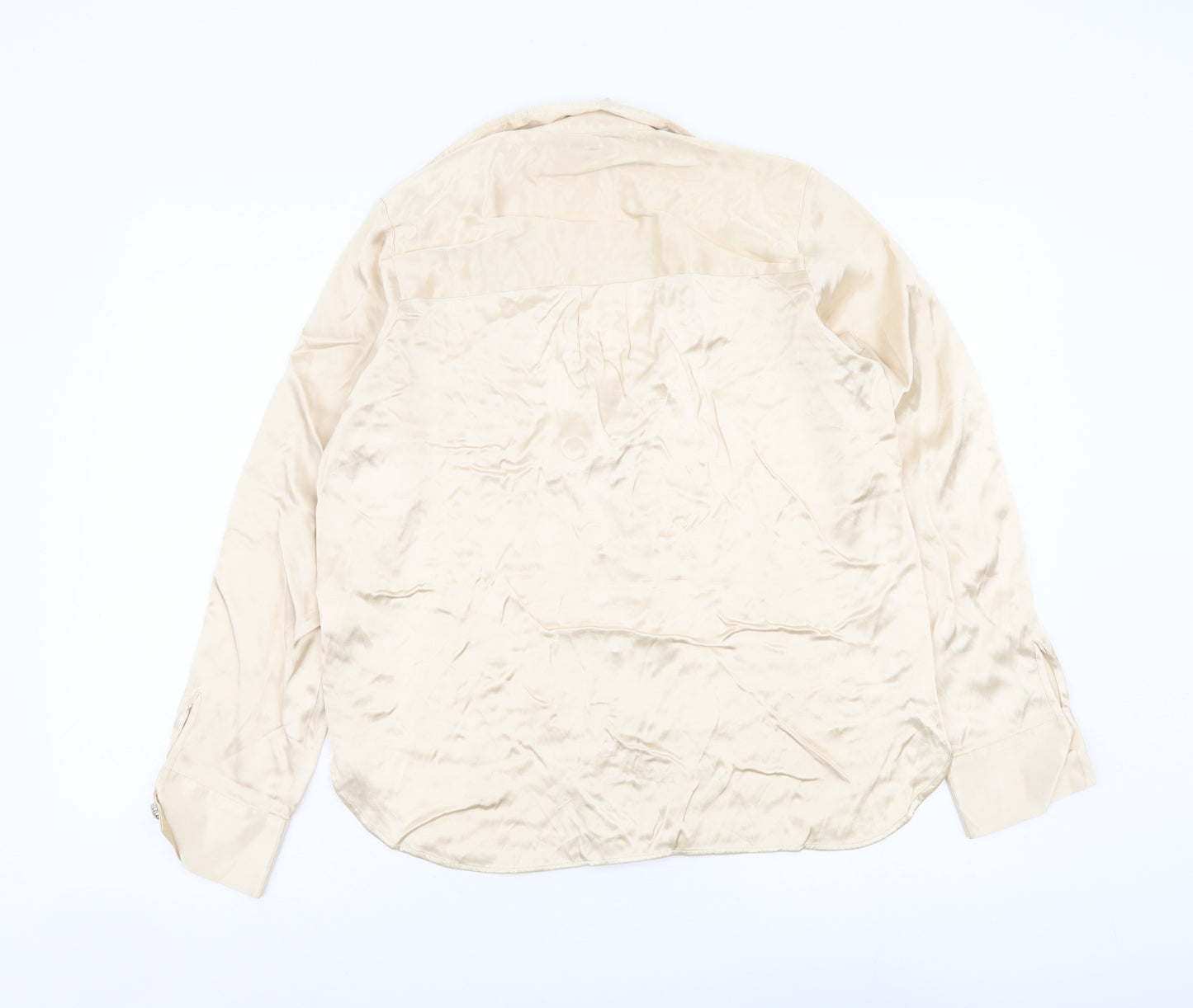 NEXT Womens Beige Polyester Basic Button-Up Size 12 Collared