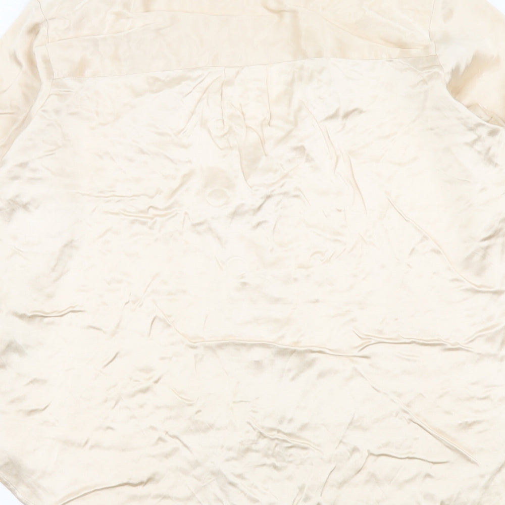 NEXT Womens Beige Polyester Basic Button-Up Size 12 Collared