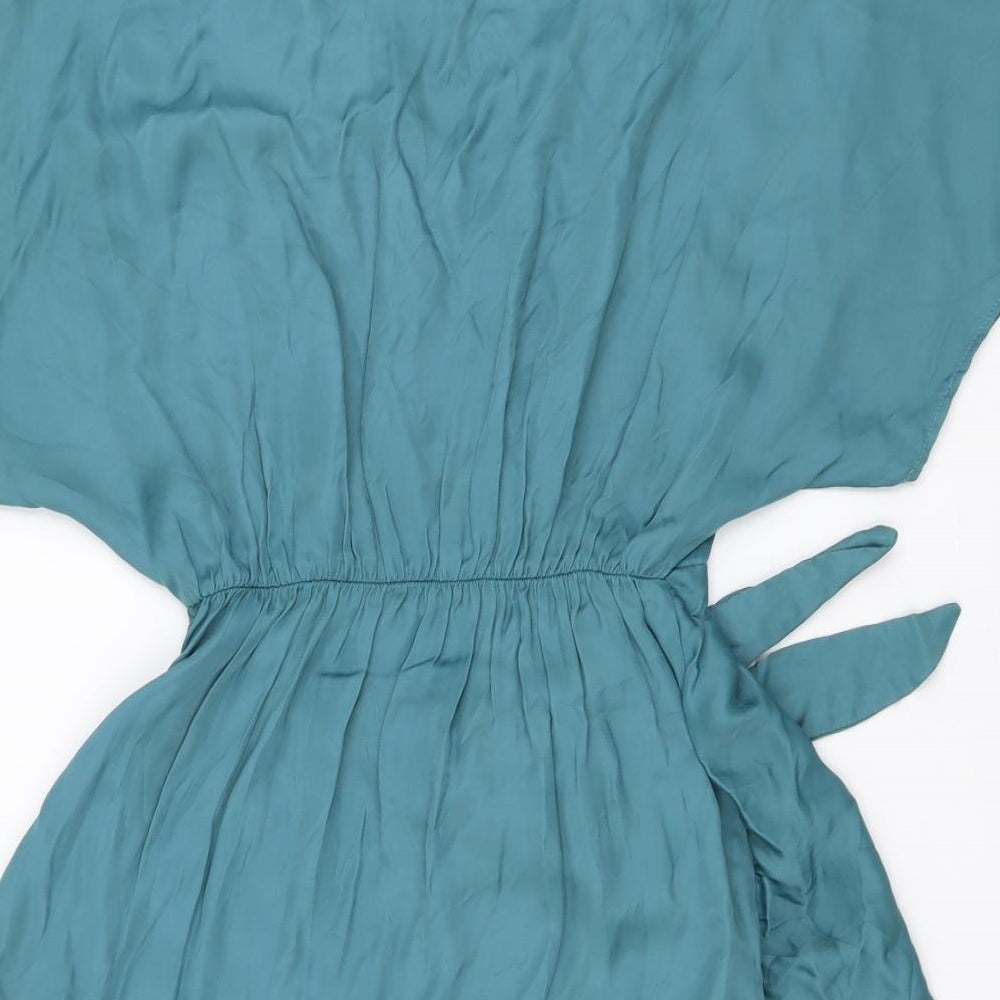 Zara Womens Blue Polyester Wrap Dress Size XS V-Neck Tie