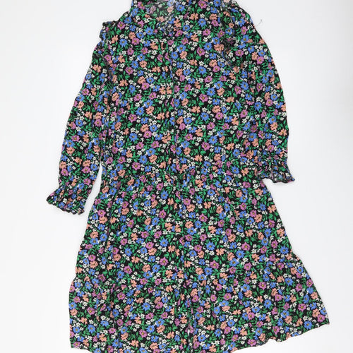 Nutmeg Womens Multicoloured Floral Viscose Shirt Dress Size 10 Collared Button