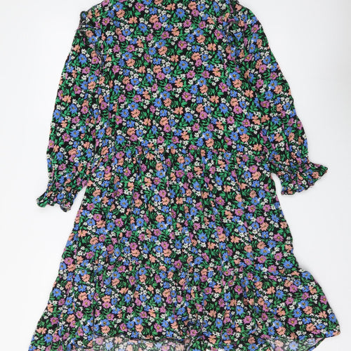 Nutmeg Womens Multicoloured Floral Viscose Shirt Dress Size 10 Collared Button