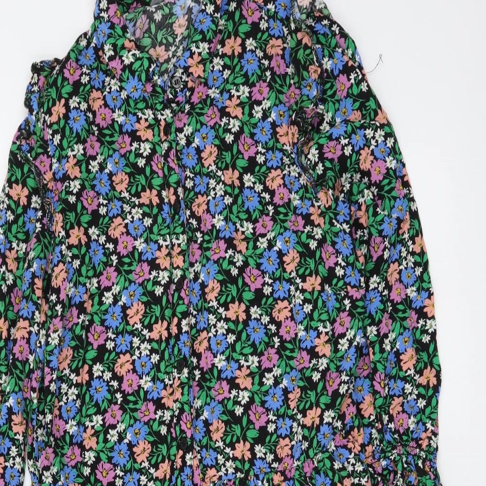 Nutmeg Womens Multicoloured Floral Viscose Shirt Dress Size 10 Collared Button