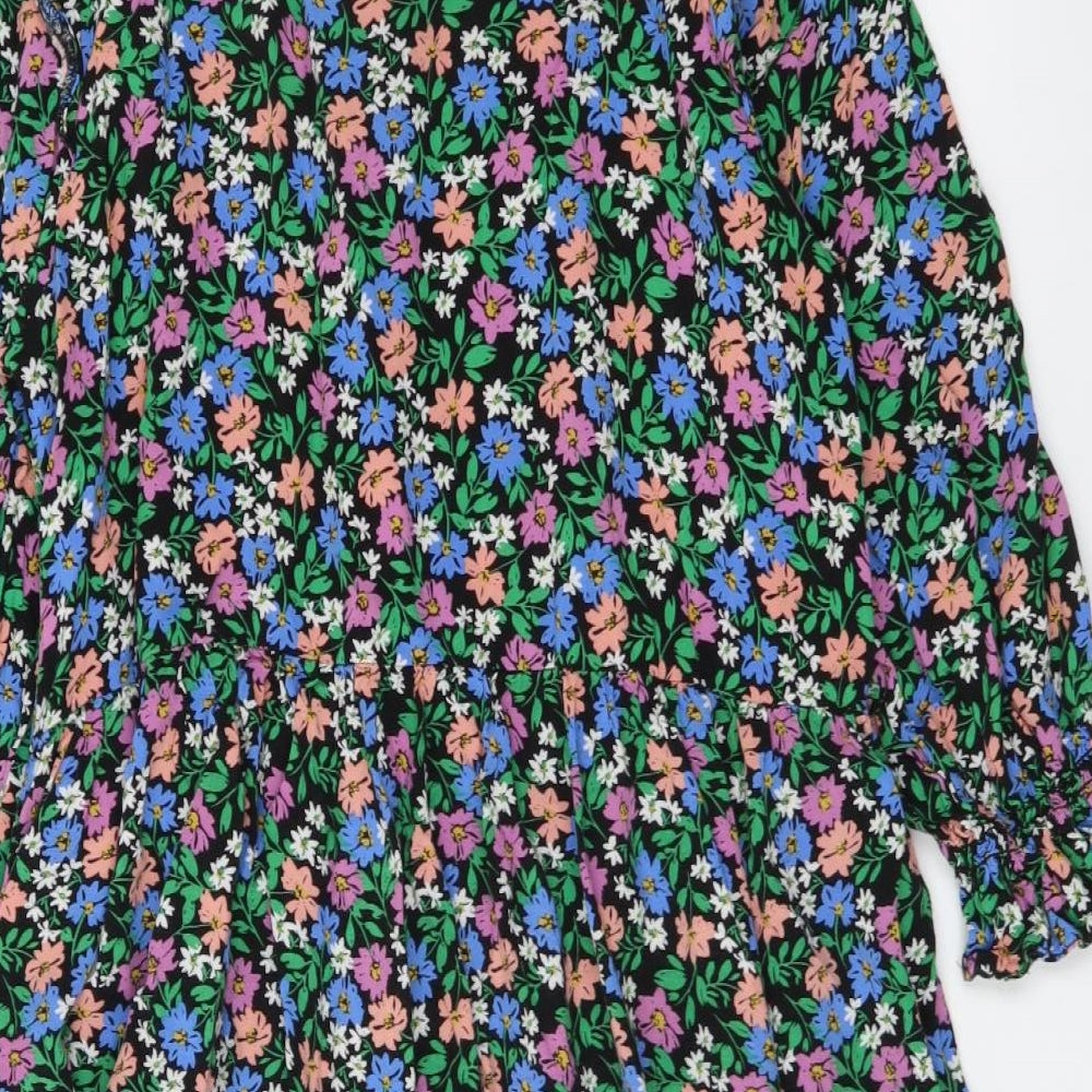 Nutmeg Womens Multicoloured Floral Viscose Shirt Dress Size 10 Collared Button