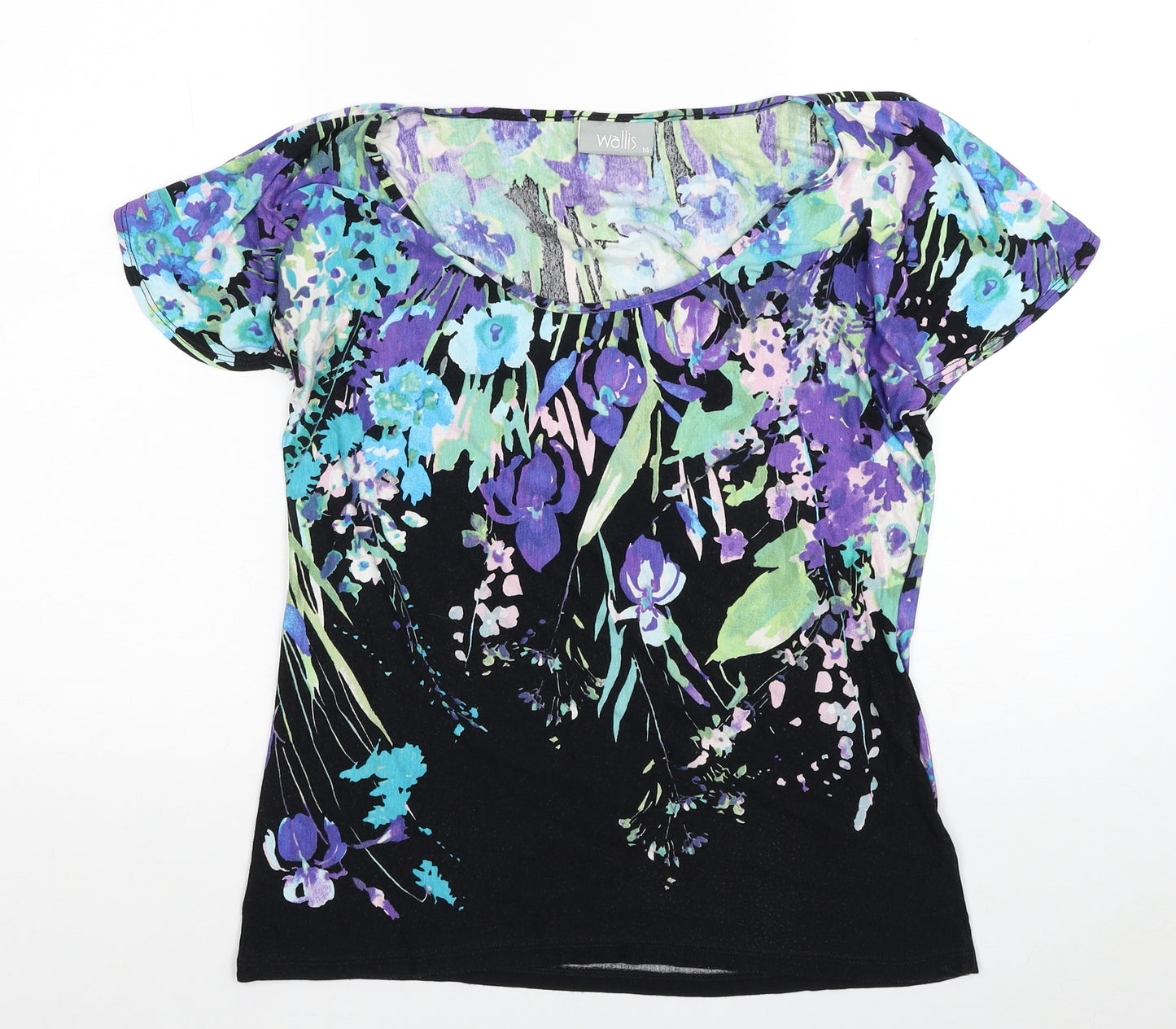 Wallis Womens Multicoloured Floral Viscose Basic Blouse Size 14 Scoop Neck