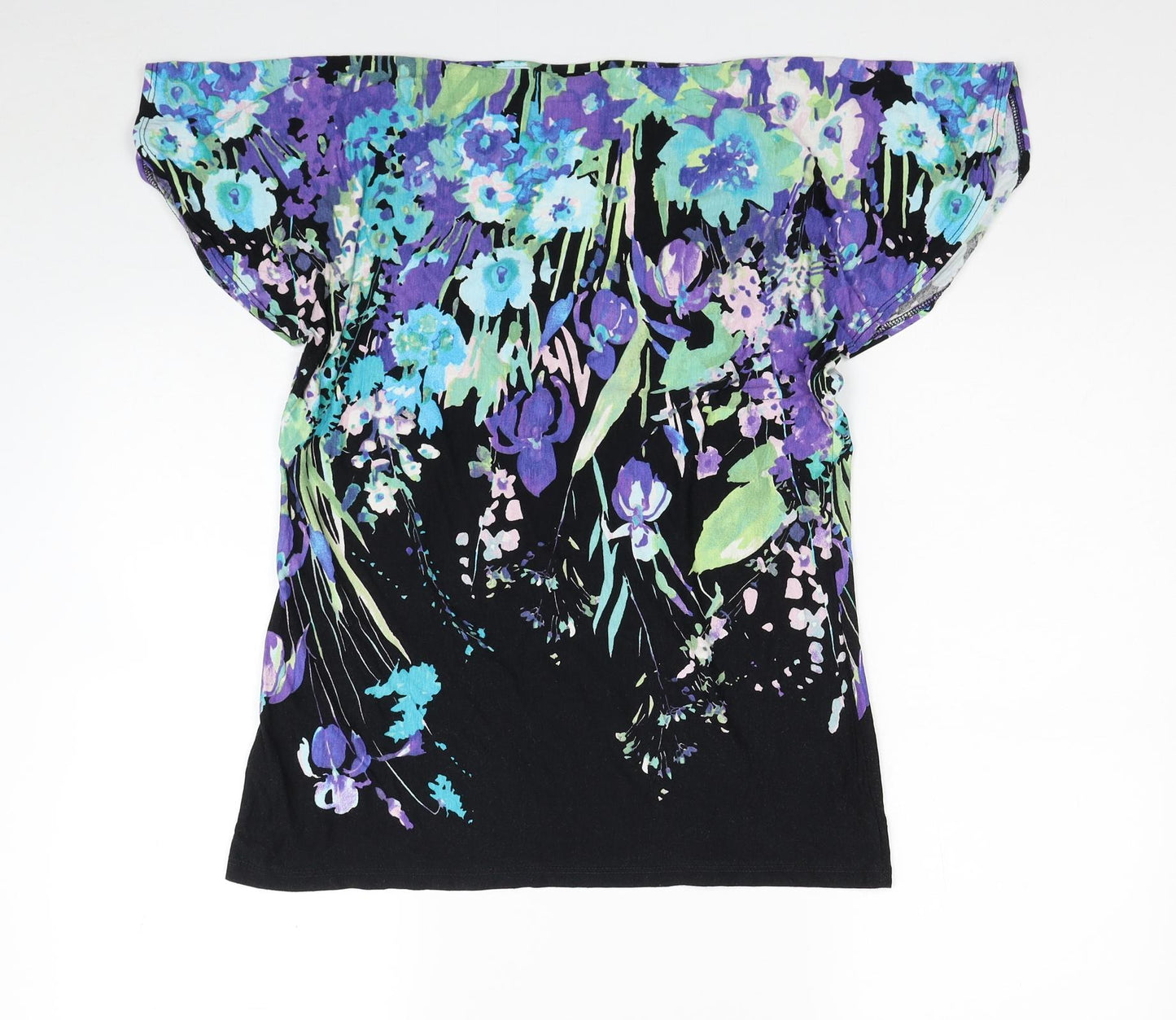 Wallis Womens Multicoloured Floral Viscose Basic Blouse Size 14 Scoop Neck