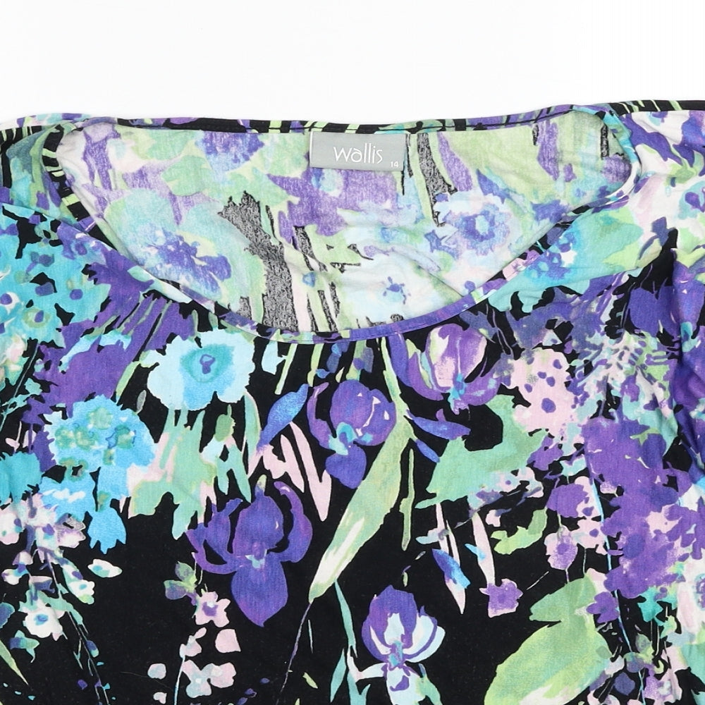 Wallis Womens Multicoloured Floral Viscose Basic Blouse Size 14 Scoop Neck