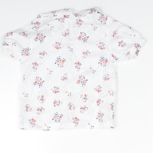 Nutmeg Girls White Floral Cotton Basic Button-Up Size 12-18 Months Collared Button