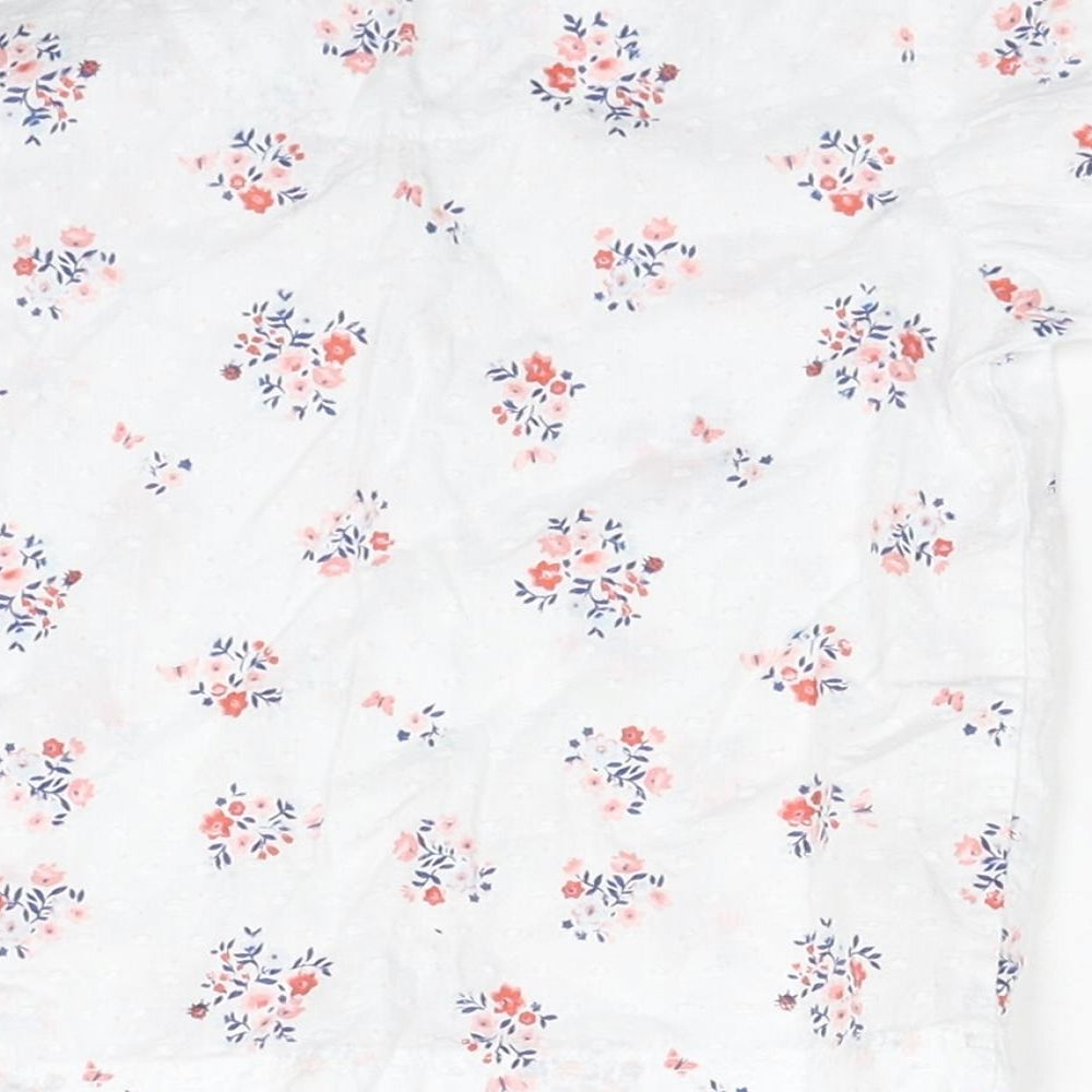 Nutmeg Girls White Floral Cotton Basic Button-Up Size 12-18 Months Collared Button
