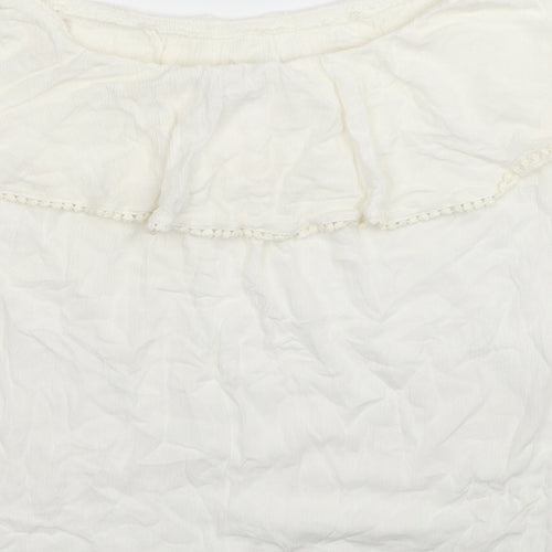 Pimkie Womens White Viscose Basic T-Shirt Size M Off the Shoulder