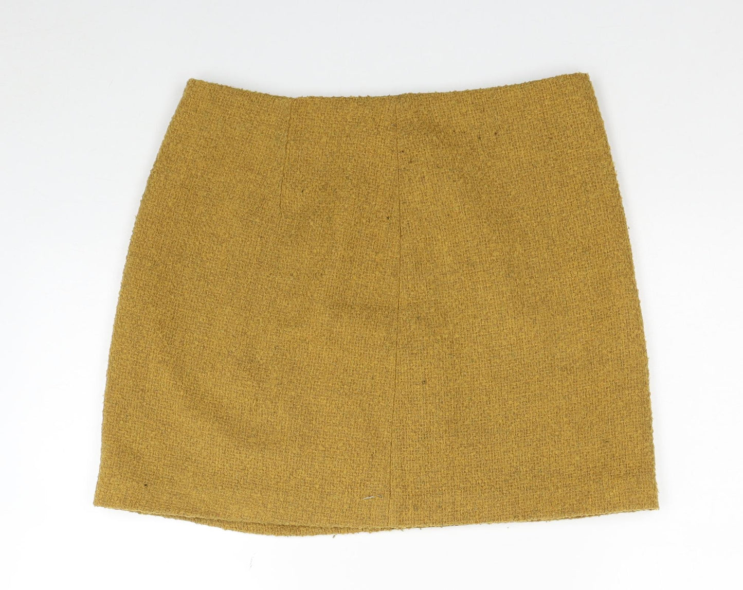 George Womens Yellow Polyester A-Line Skirt Size 12 Zip