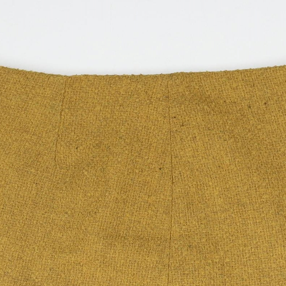 George Womens Yellow Polyester A-Line Skirt Size 12 Zip
