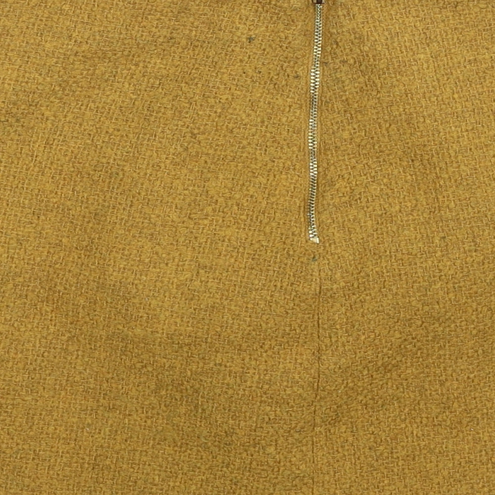 George Womens Yellow Polyester A-Line Skirt Size 12 Zip