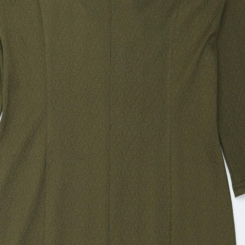 Simon Jeffrey Womens Green Polyester Pencil Dress Size 12 Round Neck Zip