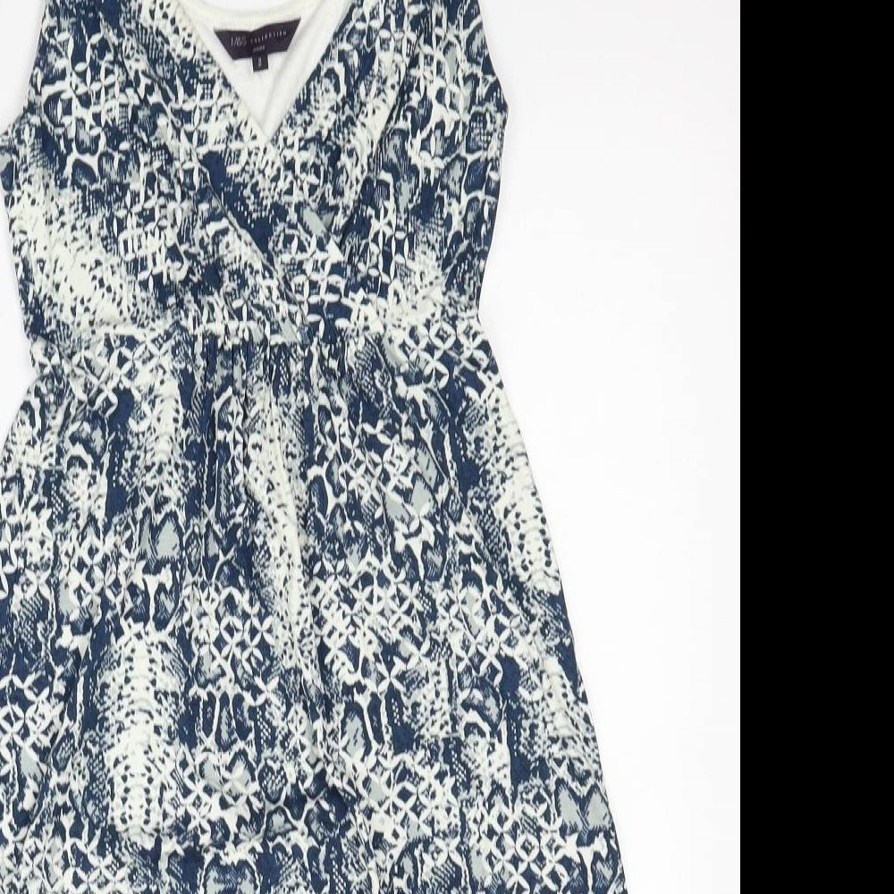 Marks and Spencer Womens Multicoloured Floral Viscose Fit & Flare Size 8 V-Neck Pullover