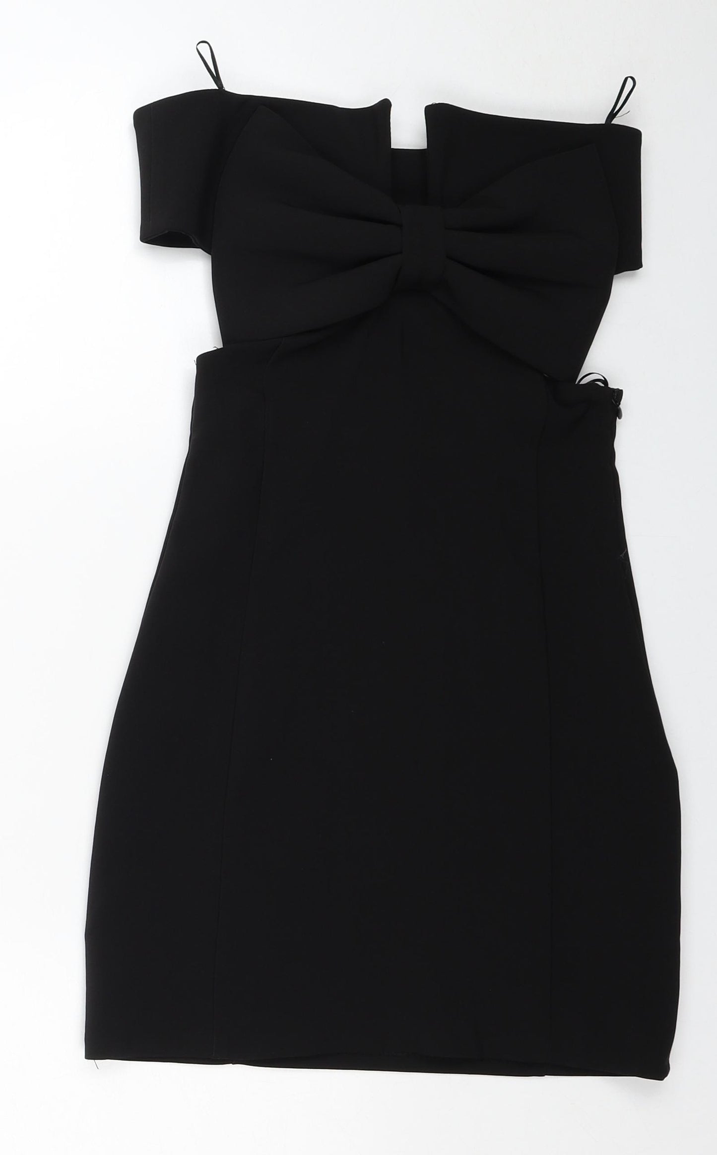 Zara Womens Black Polyester Mini Size XS Off the Shoulder Hook & Eye