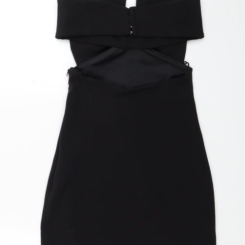 Zara Womens Black Polyester Mini Size XS Off the Shoulder Hook & Eye