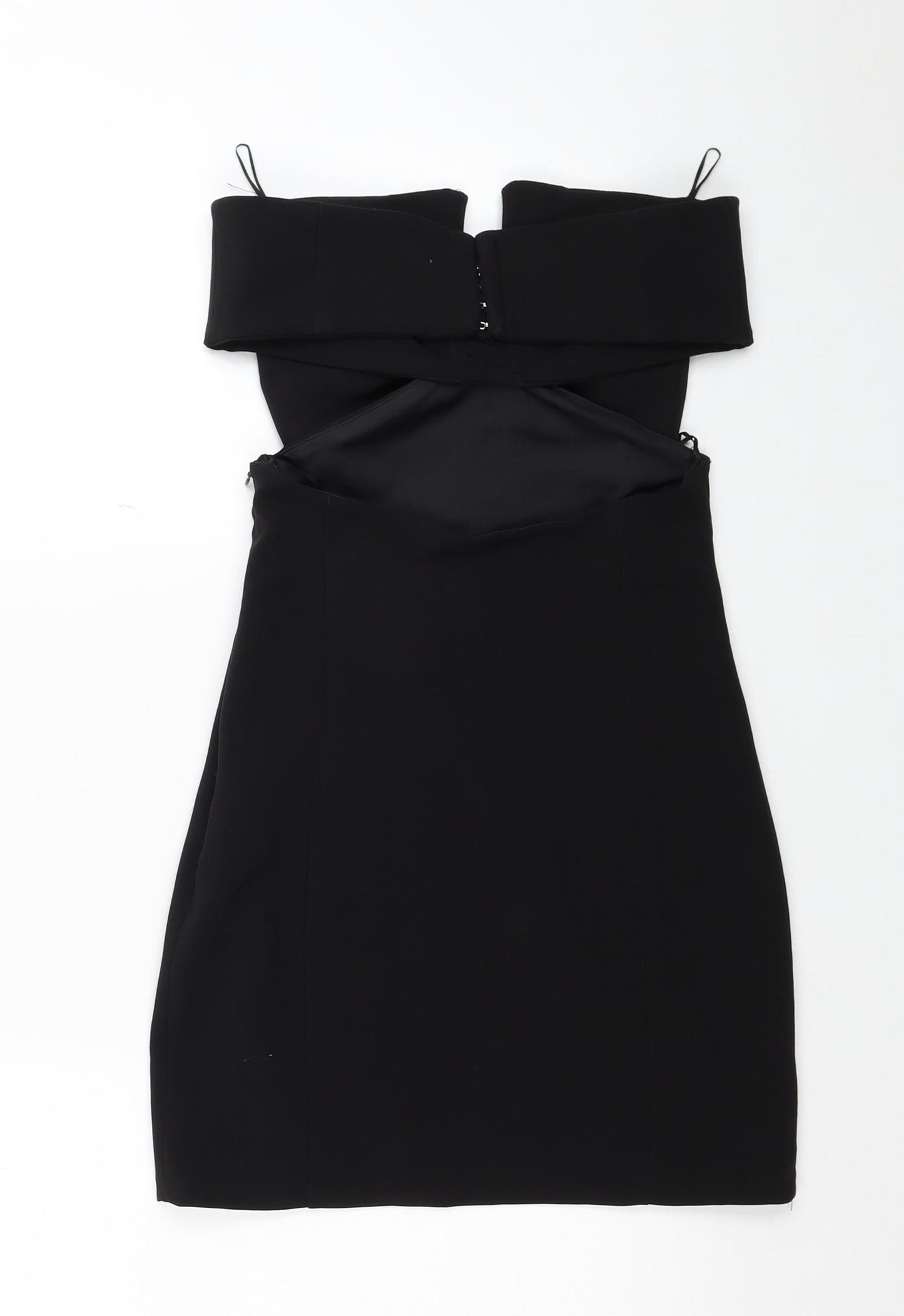 Zara Womens Black Polyester Mini Size XS Off the Shoulder Hook & Eye