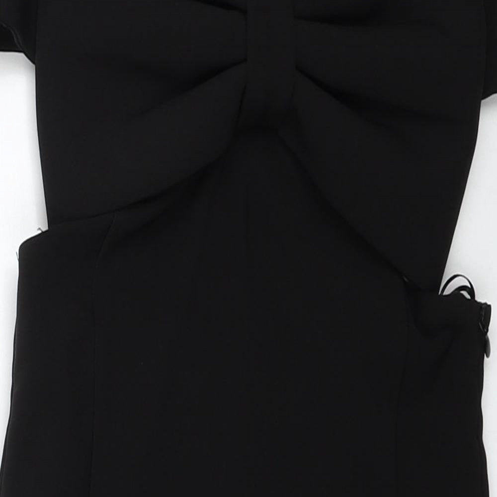 Zara Womens Black Polyester Mini Size XS Off the Shoulder Hook & Eye