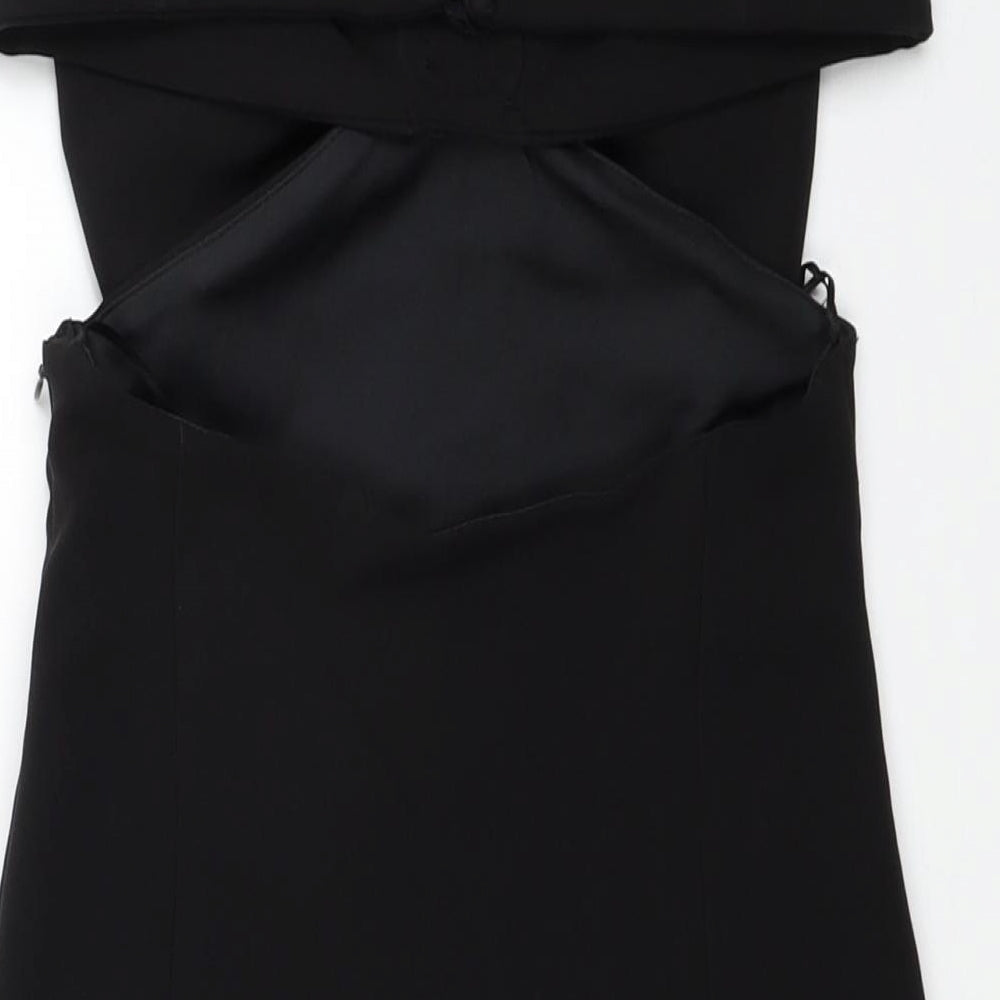 Zara Womens Black Polyester Mini Size XS Off the Shoulder Hook & Eye