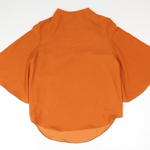 River Island Womens Orange Polyester Basic Blouse Size 8 Mock Neck