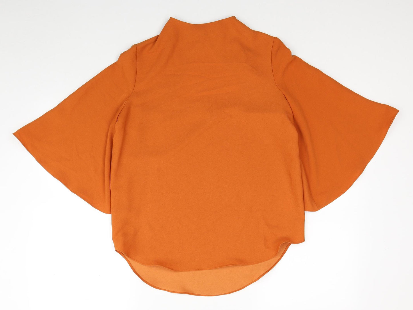River Island Womens Orange Polyester Basic Blouse Size 8 Mock Neck