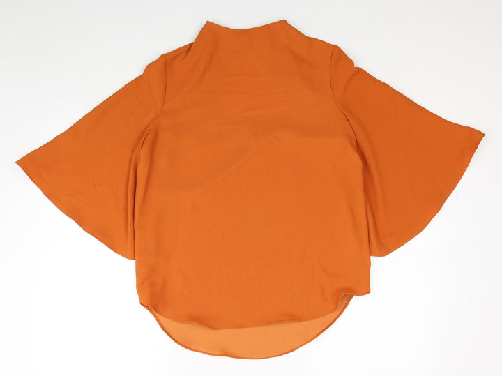 River Island Womens Orange Polyester Basic Blouse Size 8 Mock Neck