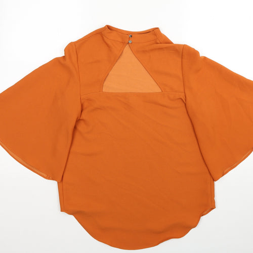 River Island Womens Orange Polyester Basic Blouse Size 8 Mock Neck