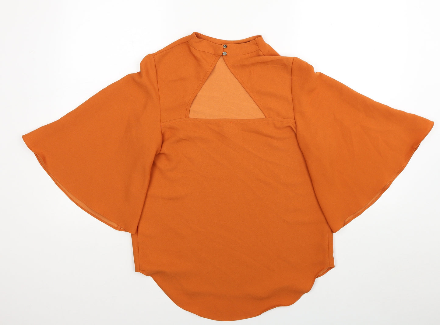 River Island Womens Orange Polyester Basic Blouse Size 8 Mock Neck