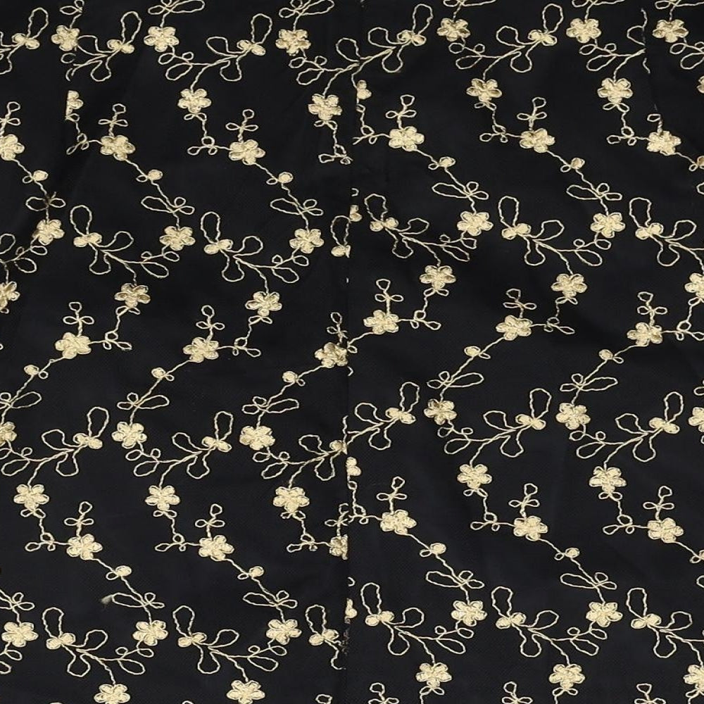 River Island Womens Black Floral Nylon Mini Skirt Size 14 Zip