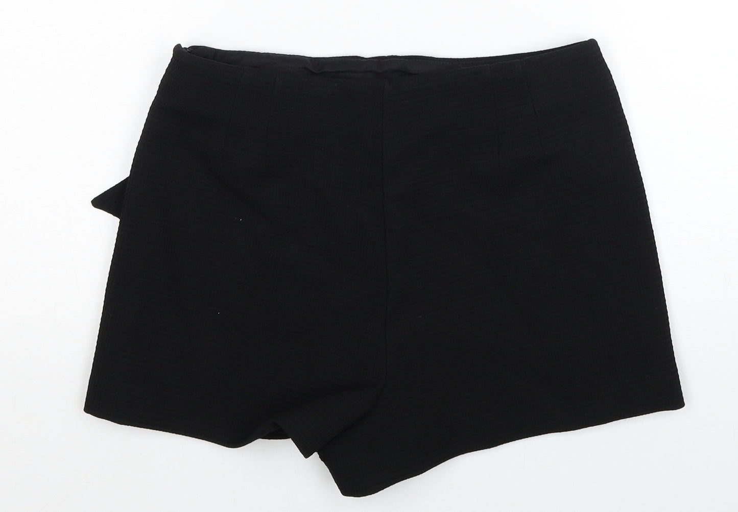 Zara Womens Black Polyester Mini Skort Size S Zip - Belted