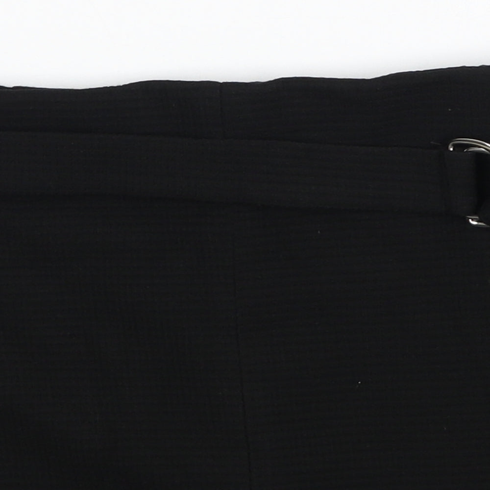 Zara Womens Black Polyester Mini Skort Size S Zip - Belted