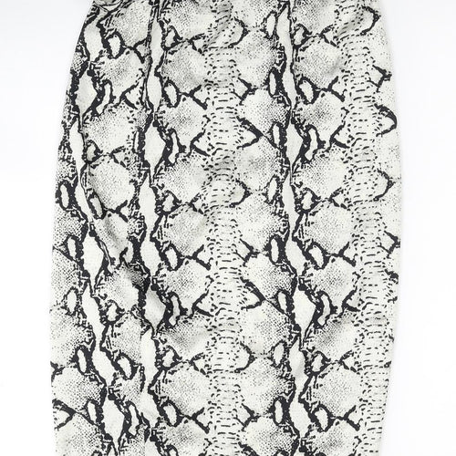 PRETTYLITTLETHING Womens Multicoloured Animal Print Viscose Wrap Skirt Size 6 Tie - Snake Pattern