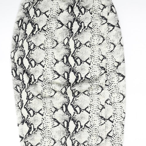 PRETTYLITTLETHING Womens Multicoloured Animal Print Viscose Wrap Skirt Size 6 Tie - Snake Pattern