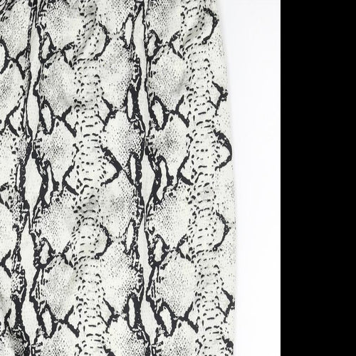 PRETTYLITTLETHING Womens Multicoloured Animal Print Viscose Wrap Skirt Size 6 Tie - Snake Pattern