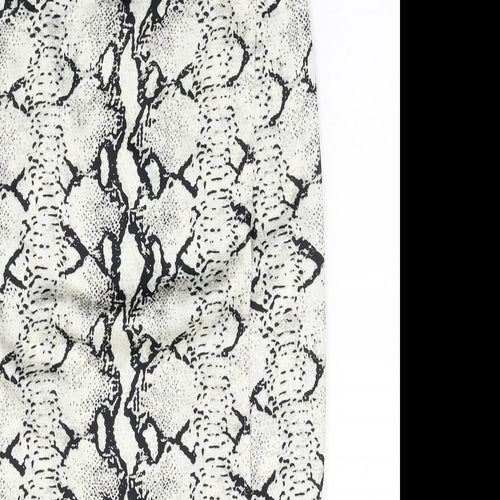 PRETTYLITTLETHING Womens Multicoloured Animal Print Viscose Wrap Skirt Size 6 Tie - Snake Pattern