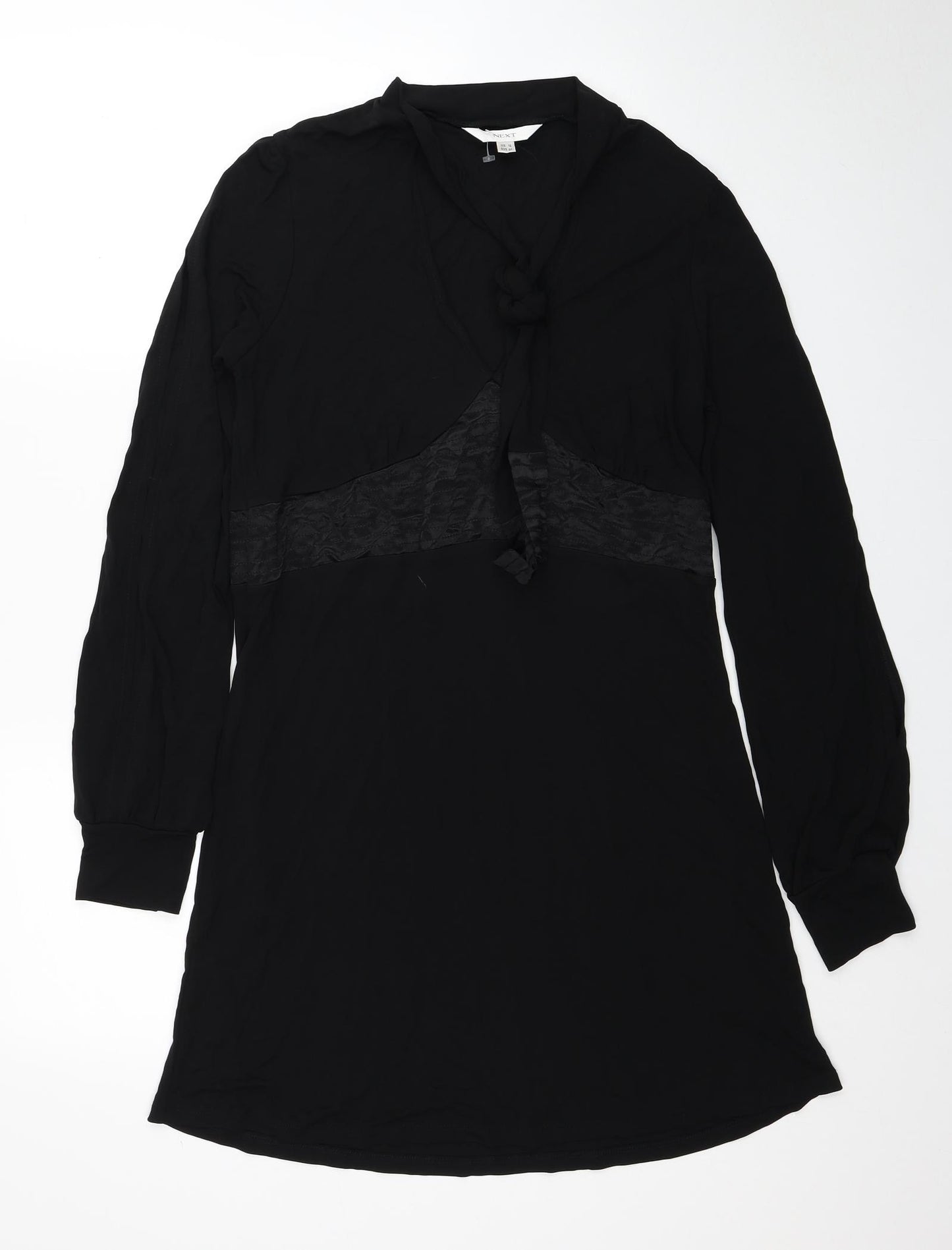 NEXT Womens Black Polyester A-Line Size 14 V-Neck Zip