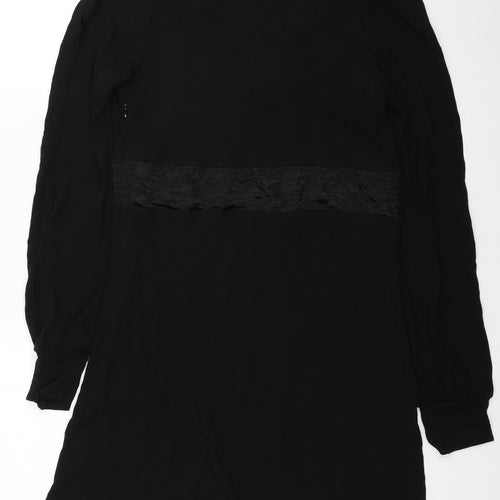 NEXT Womens Black Polyester A-Line Size 14 V-Neck Zip