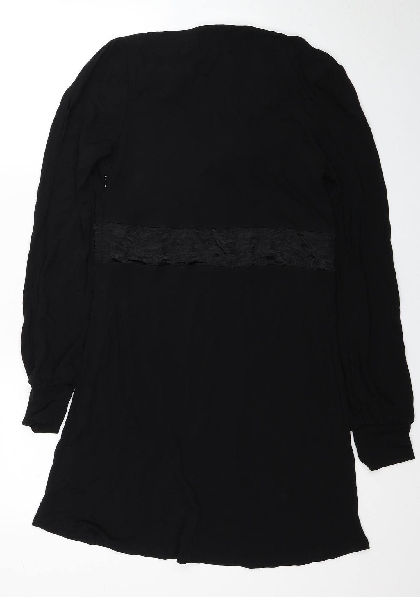 NEXT Womens Black Polyester A-Line Size 14 V-Neck Zip