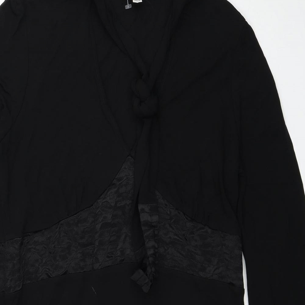 NEXT Womens Black Polyester A-Line Size 14 V-Neck Zip