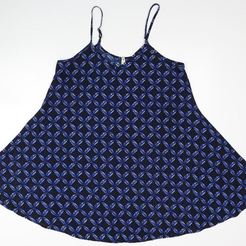 Blue Vidoff Womens Blue Geometric Polyester Tank Dress Size S V-Neck Pullover