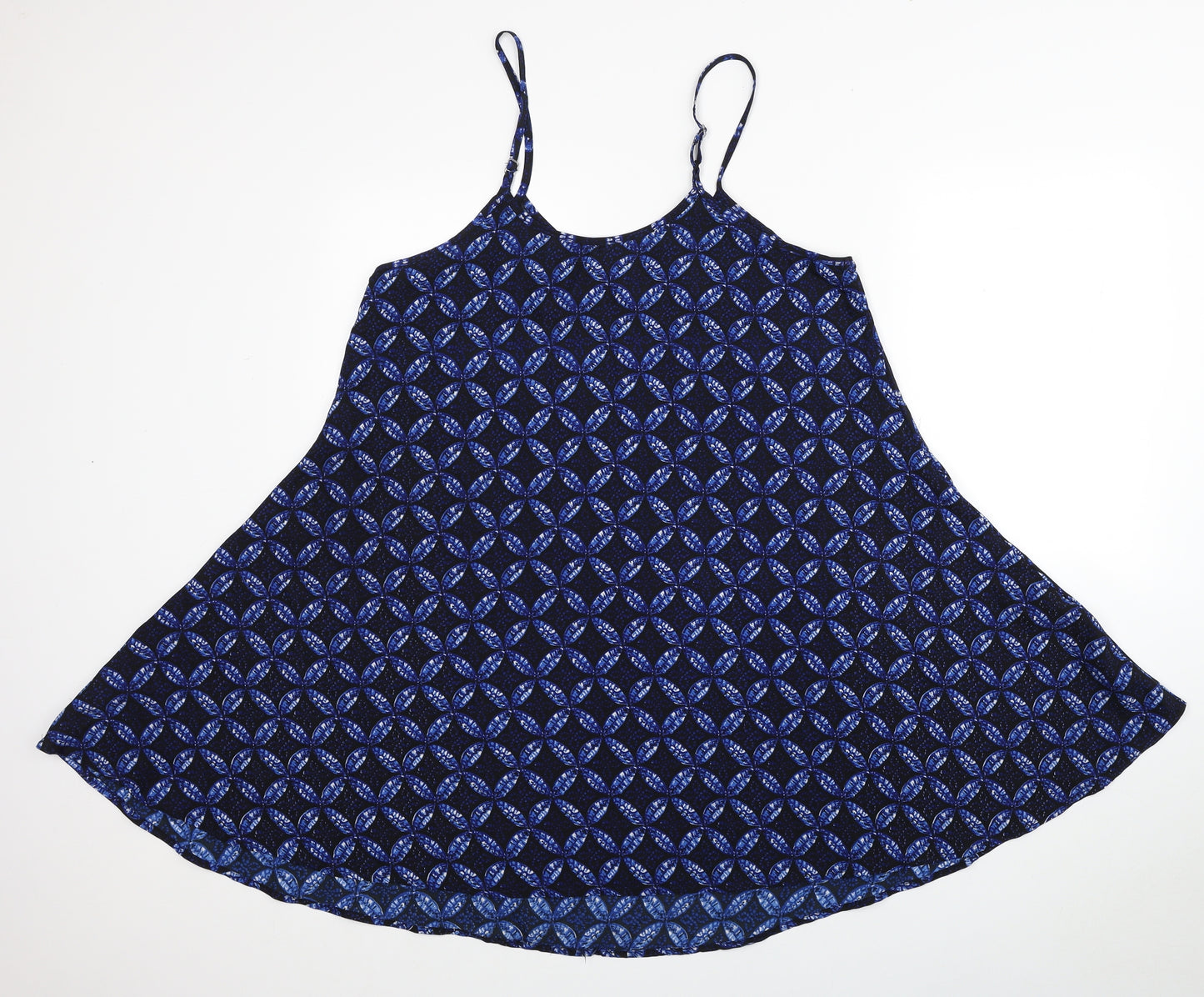 Blue Vidoff Womens Blue Geometric Polyester Tank Dress Size S V-Neck Pullover