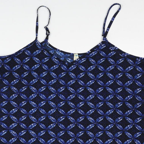 Blue Vidoff Womens Blue Geometric Polyester Tank Dress Size S V-Neck Pullover