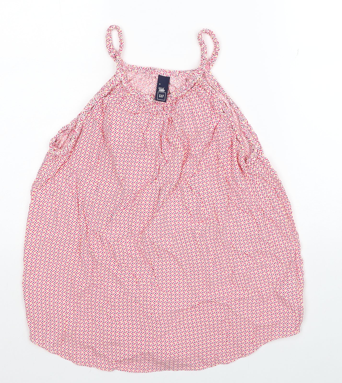 Gap Womens Pink Geometric Viscose Camisole Tank Size M Round Neck