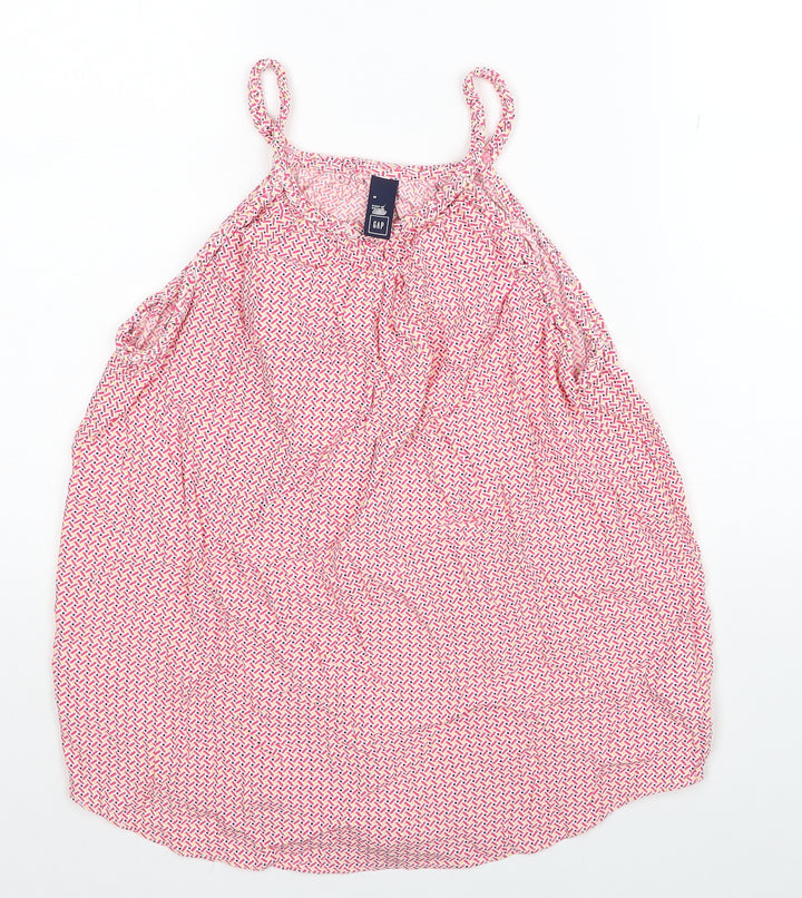 Gap Womens Pink Geometric Viscose Camisole Tank Size M Round Neck